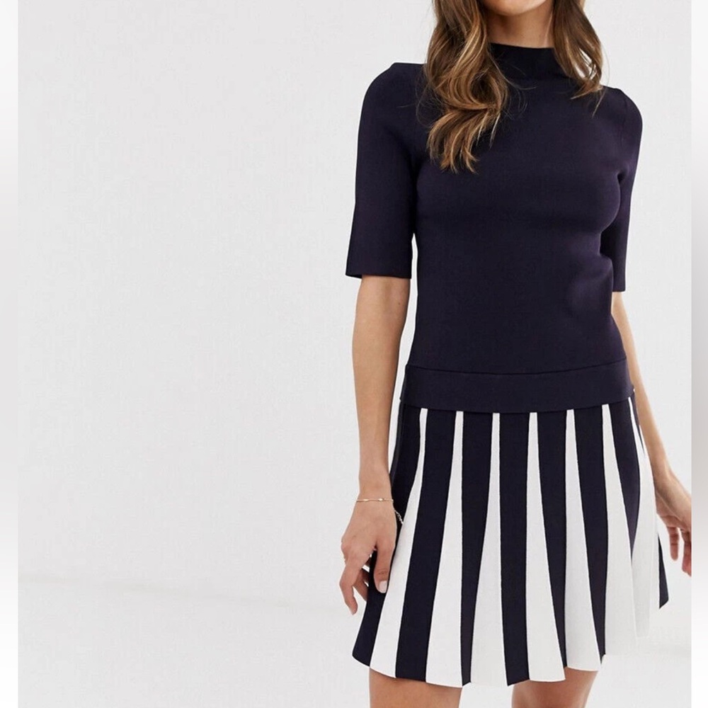TED BAKER London Hethia stretch highneck 
Knit Skater Dress  Size 0 (US 2) - Picture 3 of 11